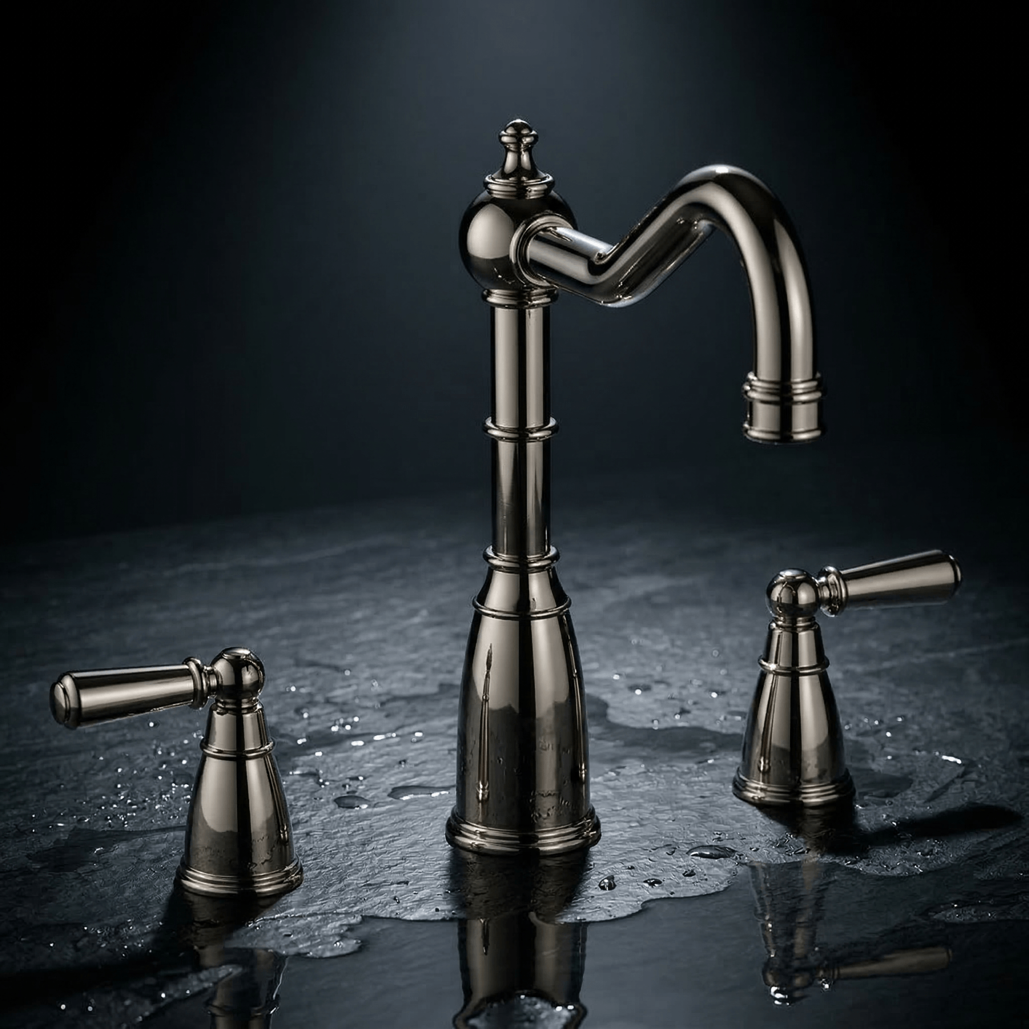 Sherston 3 Hole Mixer Tap with Country Spout and Metal Lever Handles | Bidbury & Co